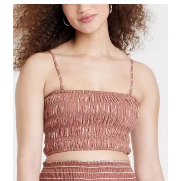 a new day Tops - Smocked Crop Top Target Brand A New Day Clay And White Colors Size XL Y